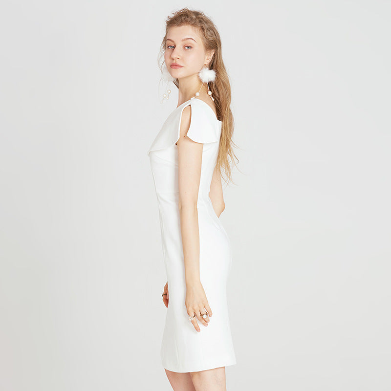 Split white dress dress - iztia