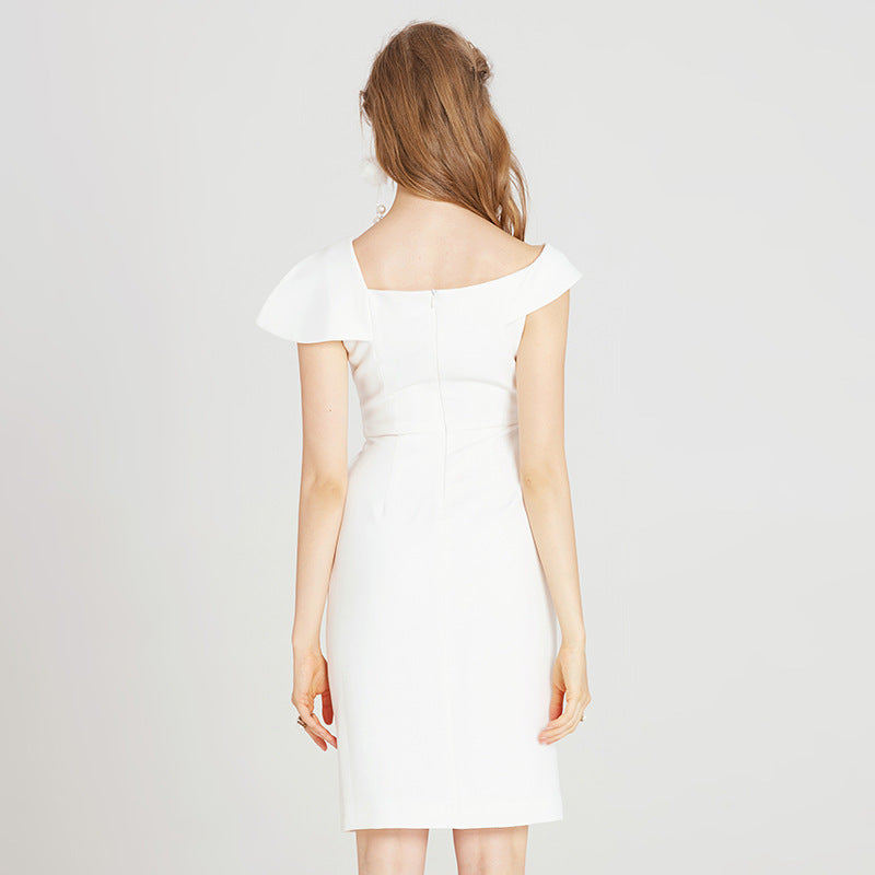 Split white dress dress - iztia