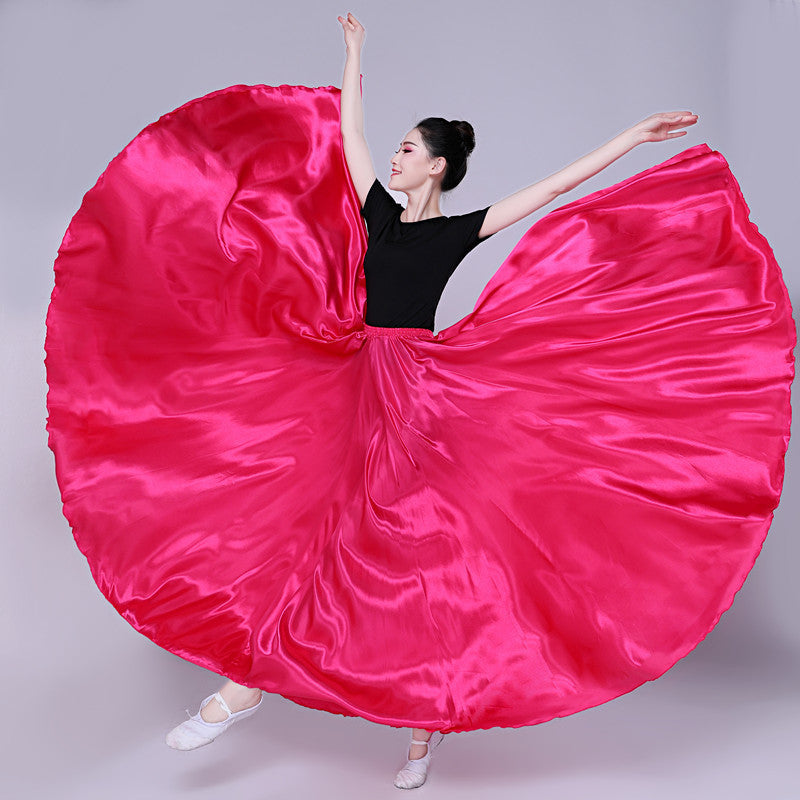 Simple Solid Color Performance Skirt With Large Swing - iztia