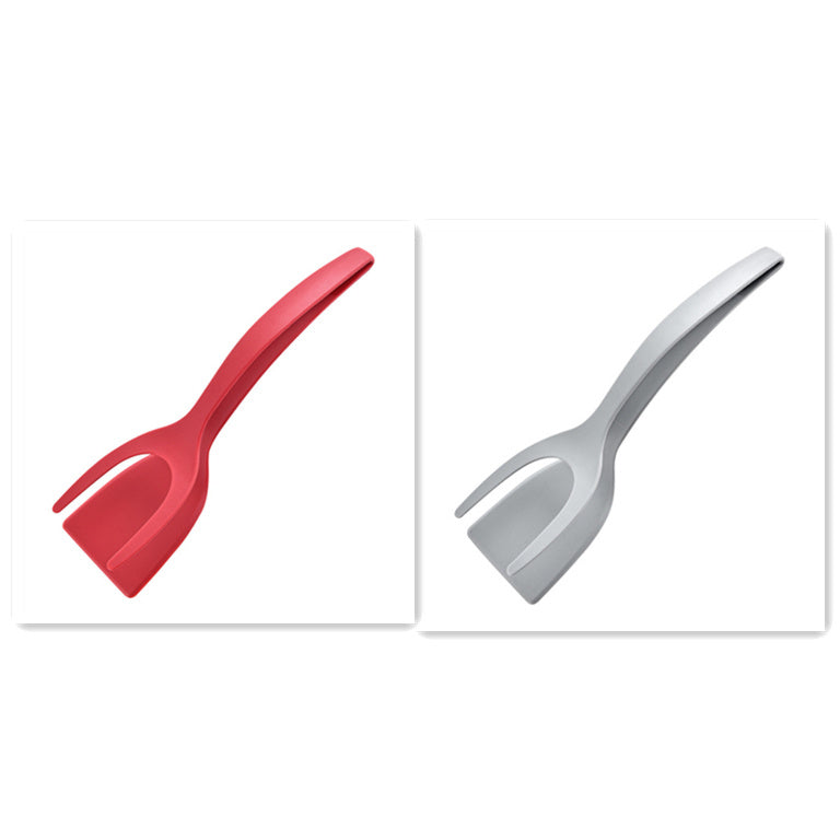 2 In 1 Grip And Flip Tongs Egg Spatula Tongs Clamp Pancake Fried Egg French Toast Omelet Overturned Kitchen Accessories - iztia
