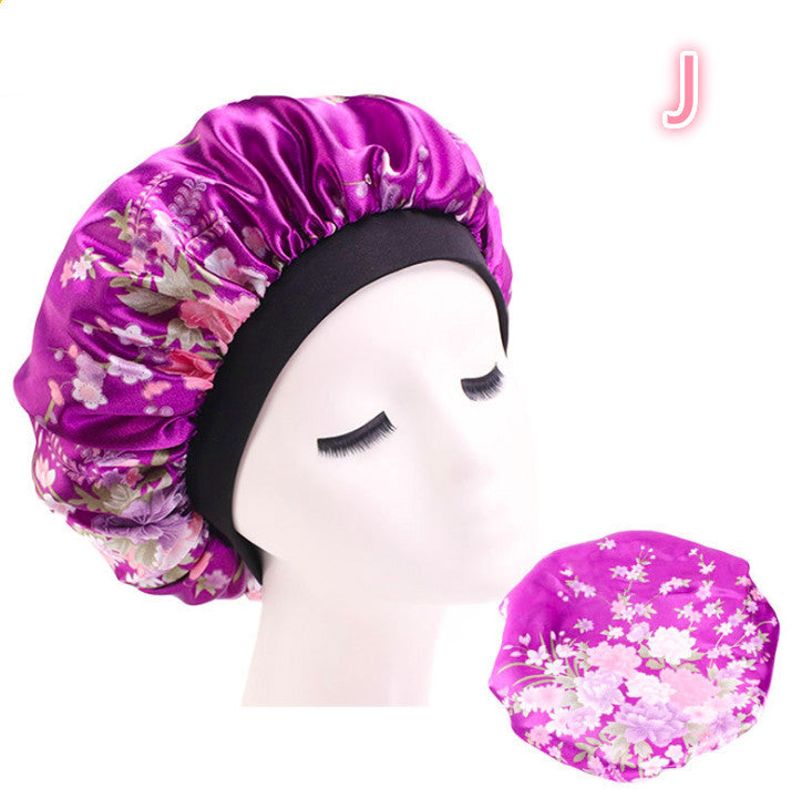 Beauty print Satin silk Bonnet sleep night cap - iztia