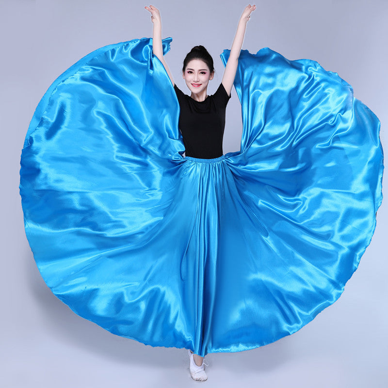 Simple Solid Color Performance Skirt With Large Swing - iztia