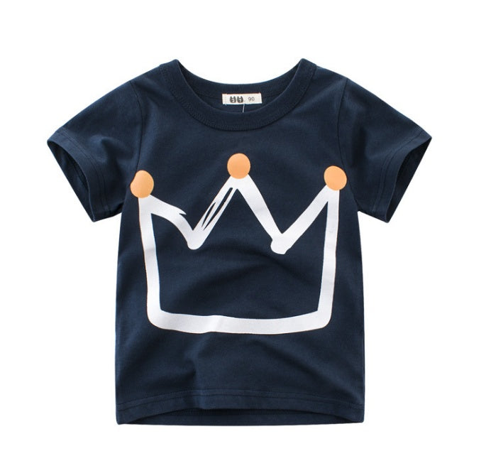 Children's Wear Summer New Korean Children's Boys Cotton T-shirt Men's Treasure In Children's Short Sleeves - iztia