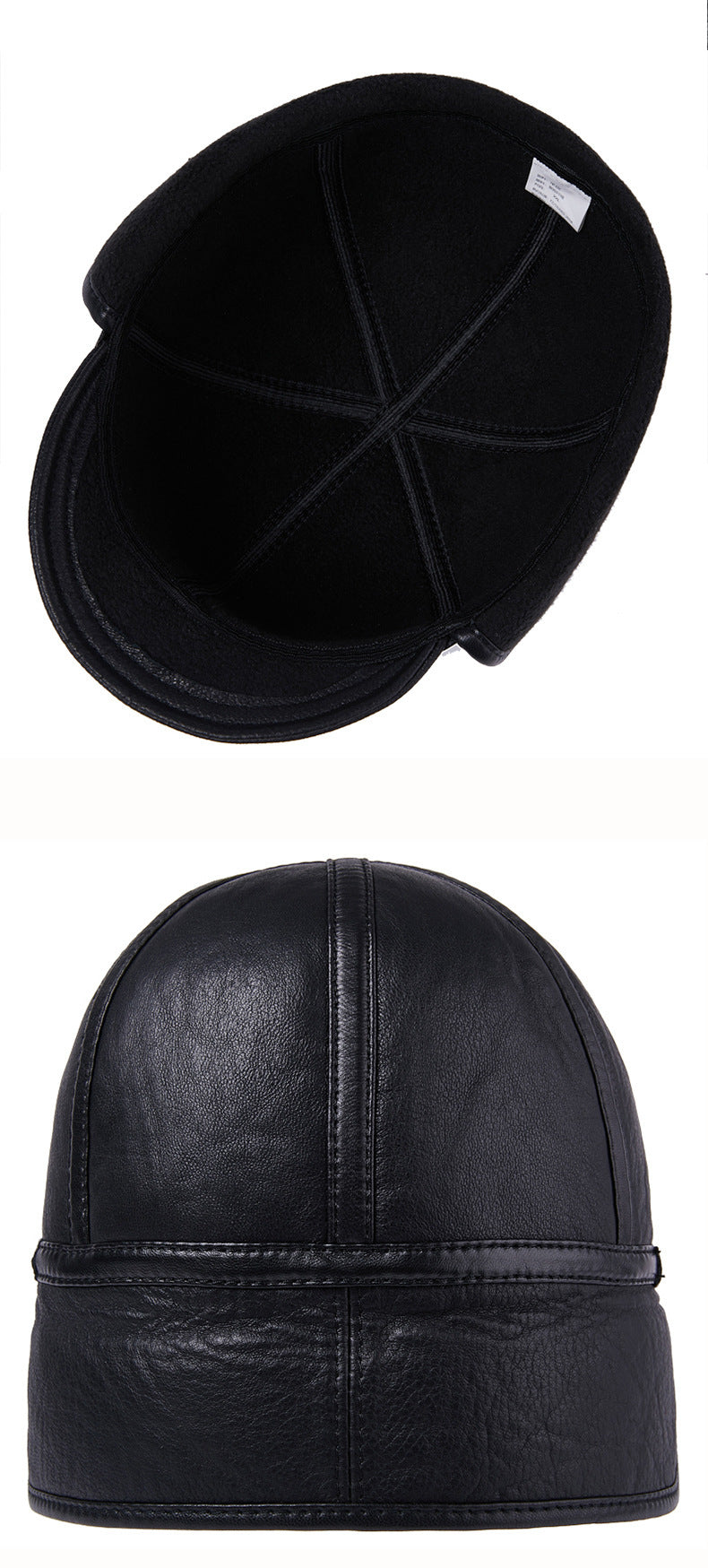 Casual Leather Men's Winter Sheepskin Velvet Thermal Outdoor Hat - iztia