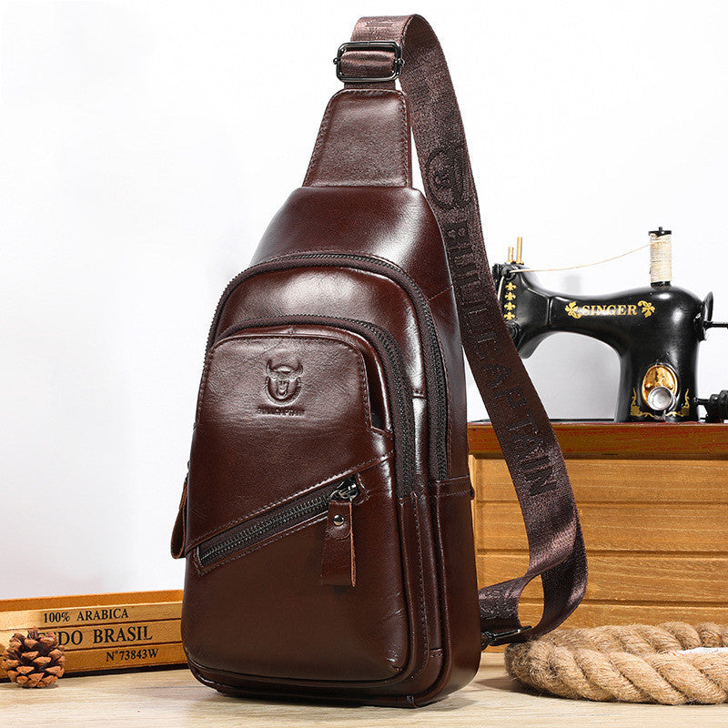 Bull Captain High-grade Large-capacity Genuine Leather Men's Shoulder Crossbody - iztia