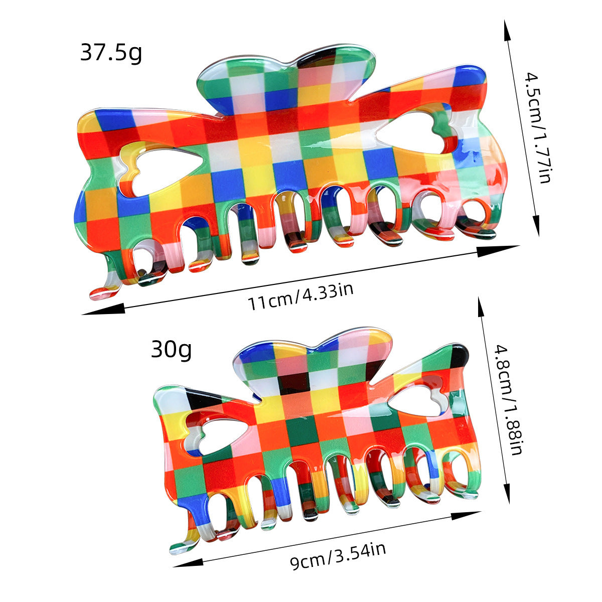 Color Chessboard Lattice Acetic Acid Elegant Hair Clip - iztia