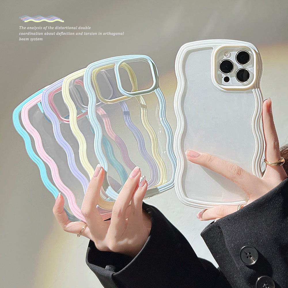 Wave Border Mobile Phone Case Solid Color Simple Candy Color - iztia