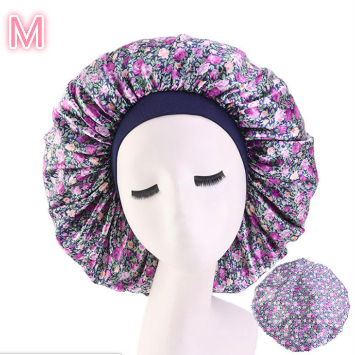 Beauty print Satin silk Bonnet sleep night cap - iztia