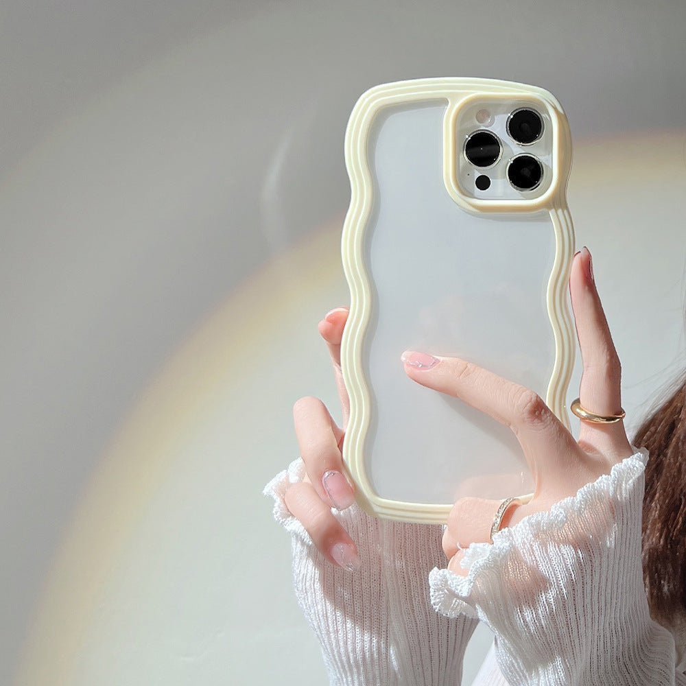 Wave Border Mobile Phone Case Solid Color Simple Candy Color - iztia