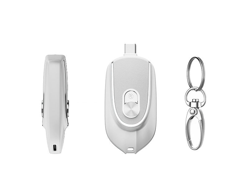 2 In 1 Mini Keychain Power Bank Keyring Hanging Buckle 2 Output Interfaces 5V 1200MAH Backup Power Bank Retractable Plug Waterproof Phone Charging Accessories - iztia