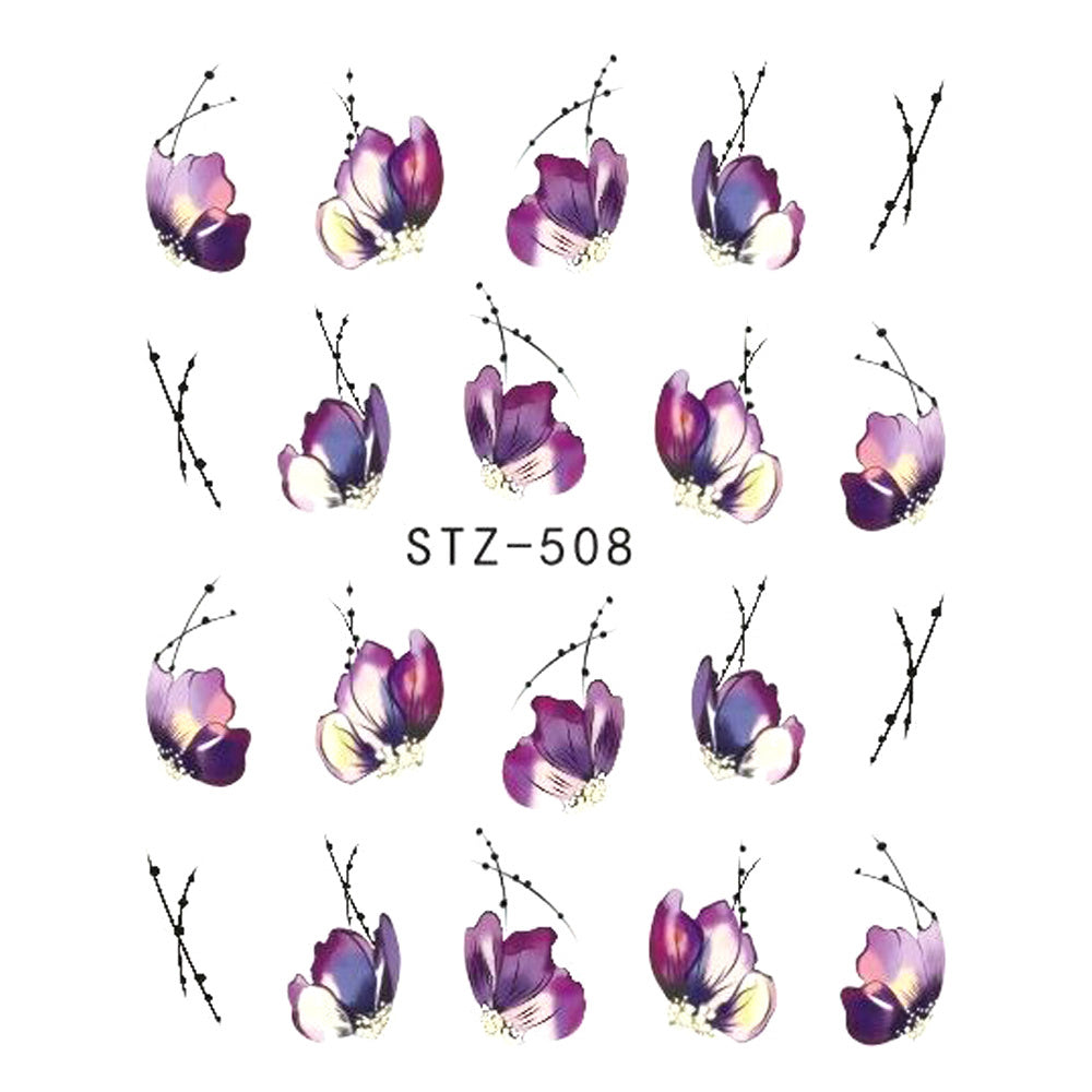 1pcs Nail Sticker Butterfly Flower Water Transfer Decal Sliders for Nail Art Decoration Tattoo Manicure Wraps Tools Tip JISTZ508 - iztia