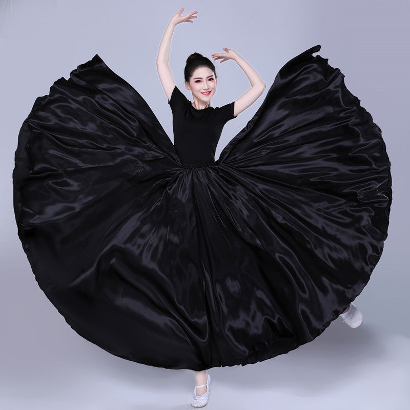 Simple Solid Color Performance Skirt With Large Swing - iztia