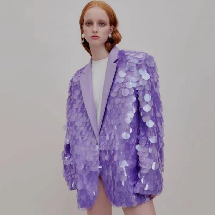 Loose Sequin Fashion Suit Top High Dinner Party Temperament Coat - iztia