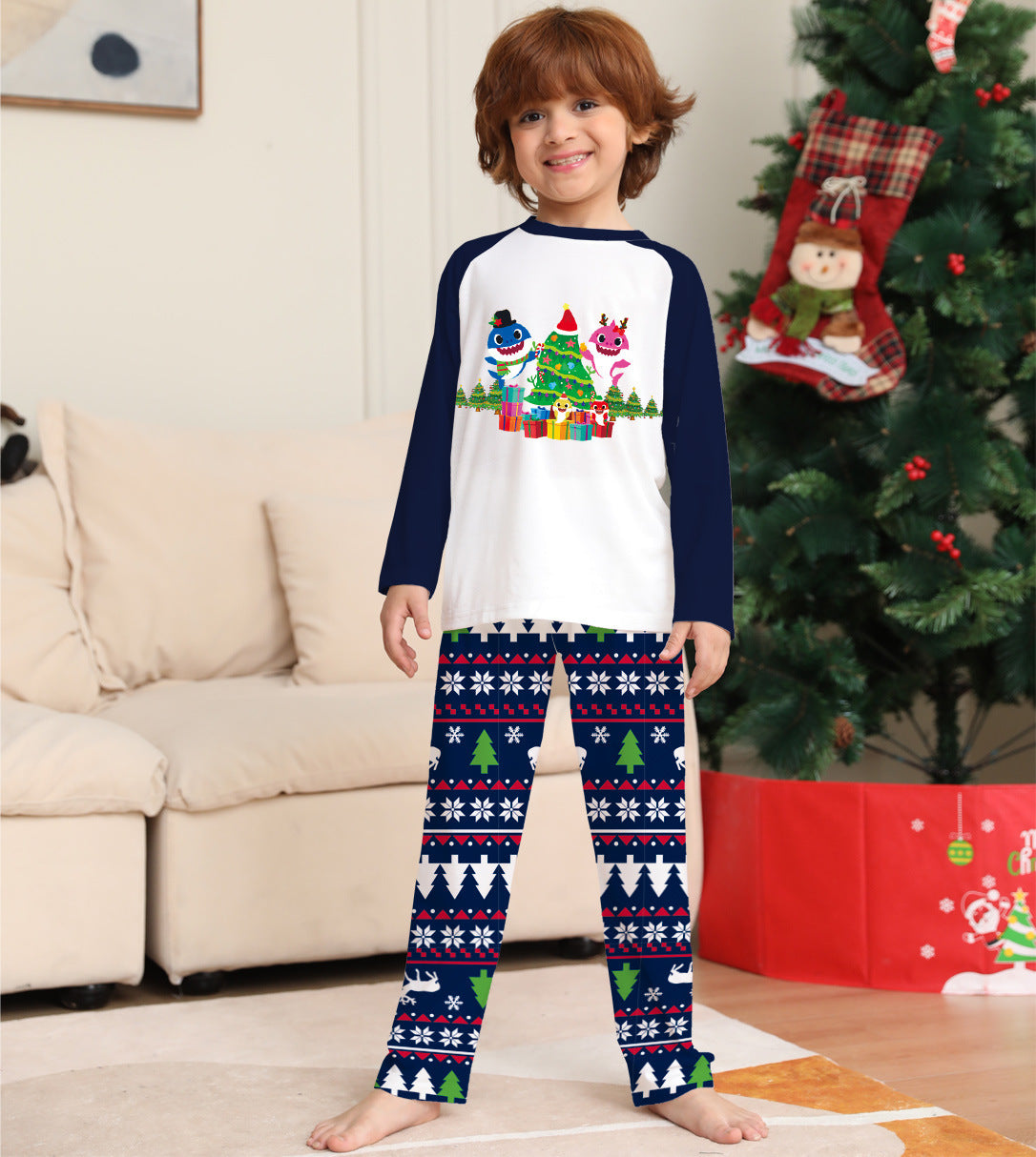 Family Matching Christmas Pajamas Set Xmas Long Sleeve Sleepwear Nightwear For Couples Kids Baby - iztia