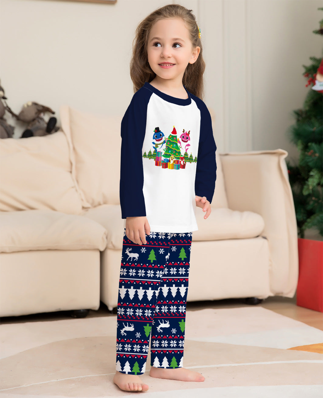 Family Matching Christmas Pajamas Set Xmas Long Sleeve Sleepwear Nightwear For Couples Kids Baby - iztia