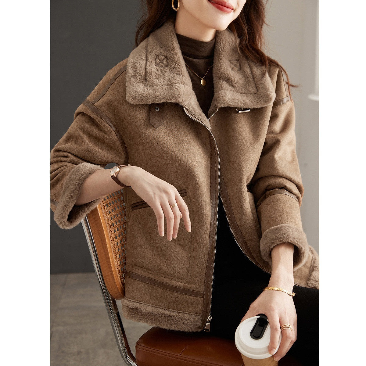 Women's Casual Loose Motorcycle Style Versatile Top - iztia