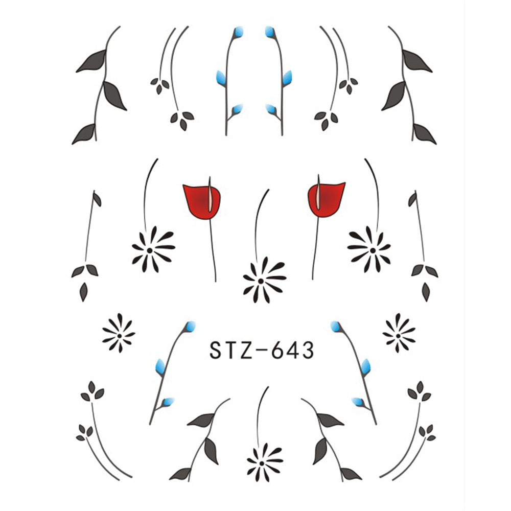 1pcs Nail Sticker Butterfly Flower Water Transfer Decal Sliders for Nail Art Decoration Tattoo Manicure Wraps Tools Tip JISTZ508 - iztia
