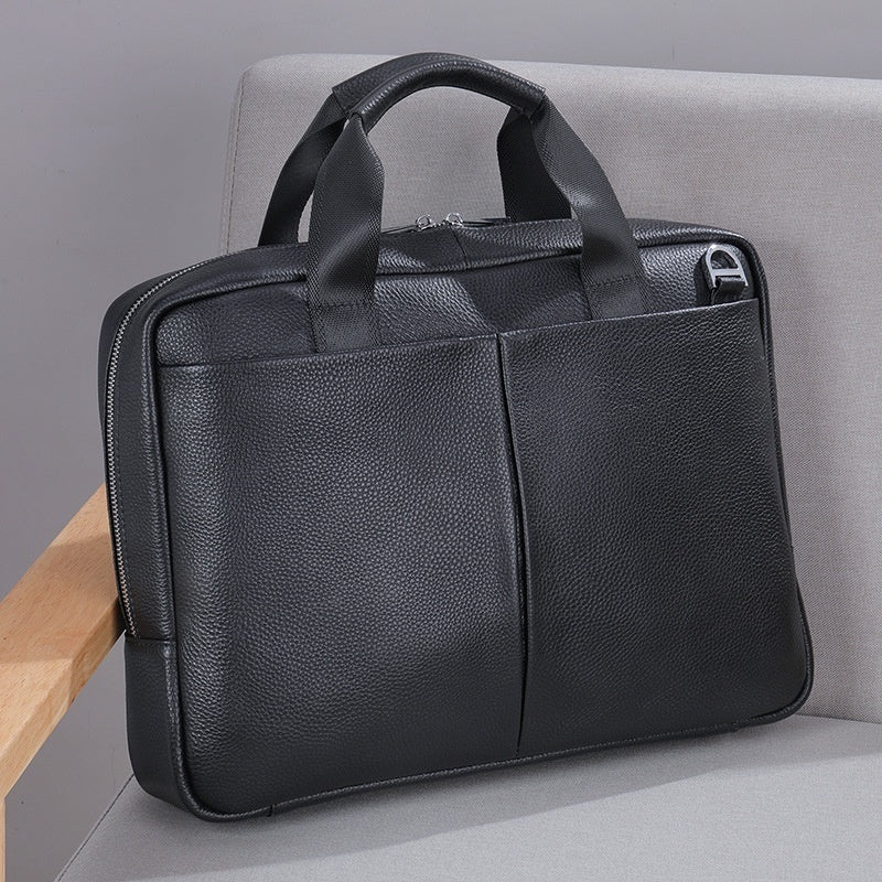 Genuine Leather Large Capacity Briefcase Men's Horizontal First Layer Cowhide Computer Storage Bag - iztia