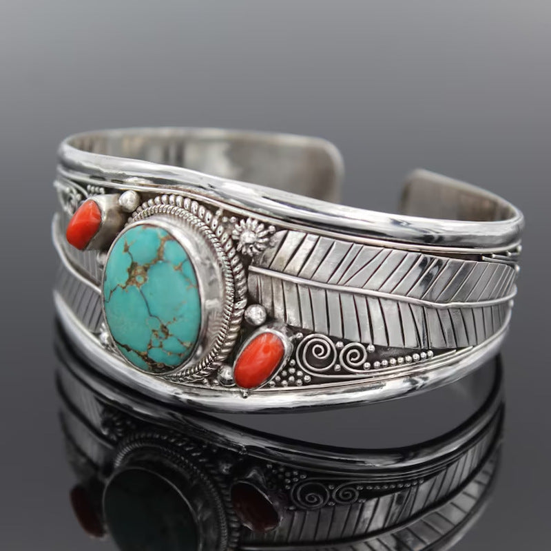 Fashion Jewelry Bohemian Style Turquoise Vintage Pattern Bracelet - iztia