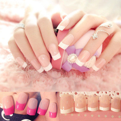 Nail art Nail art finished French long fake nail patch long French - iztia