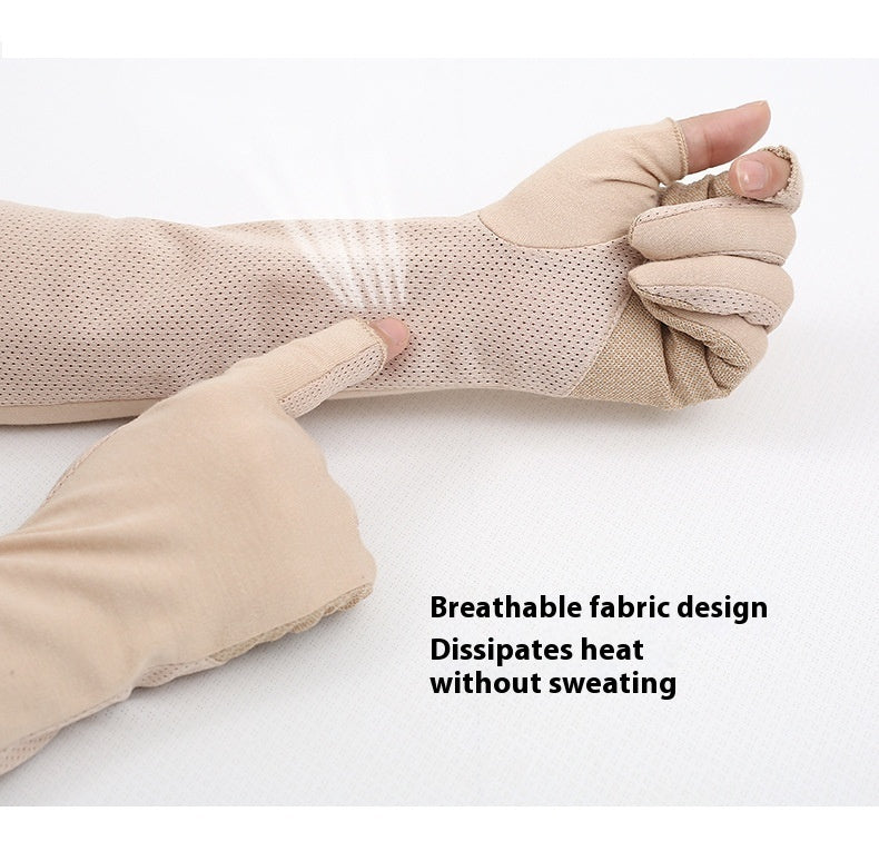 Driving Sun Protection Gloves Women's Thin Cotton Oversleeves - iztia