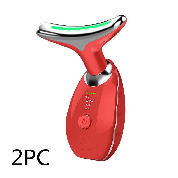 Neck Face Beauty Device Colorful LED Photon Therapy Skin Tighten Reduce Double Chin Anti Wrinkle Remove Lifting Massager - iztia