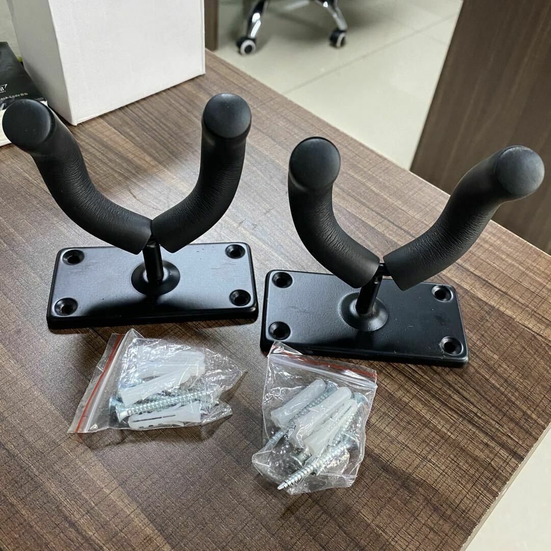 2 PCS Guitar Hangers Wall Mount Arm Instrument Display Holder Padded Hook Rack - iztia