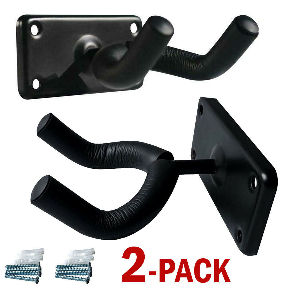 2 PCS Guitar Hangers Wall Mount Arm Instrument Display Holder Padded Hook Rack - iztia
