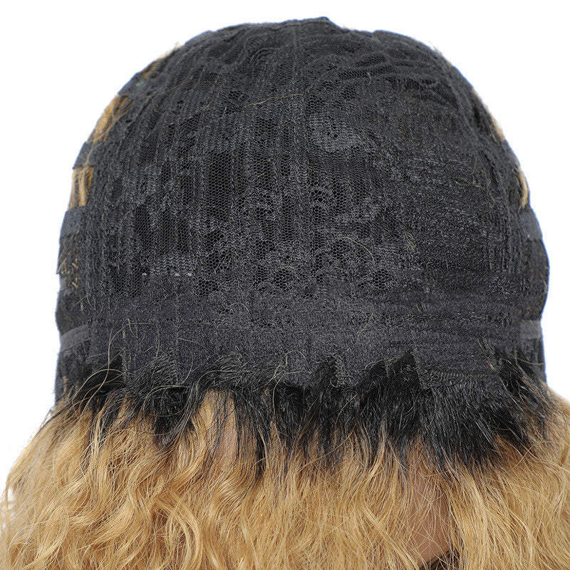 Small Curly Real Hair Headgear, Gradual Fluffy Head High-end Short Hair Cover - iztia
