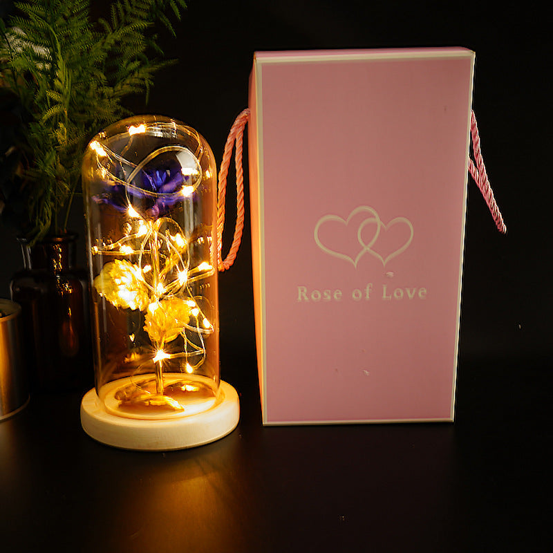 Preserved Flower Glass Cover Gold Foil Rose Flower Mothers Day Valentines Day Birthday Gift Gift Decoration Cross-Border Amazon - iztia