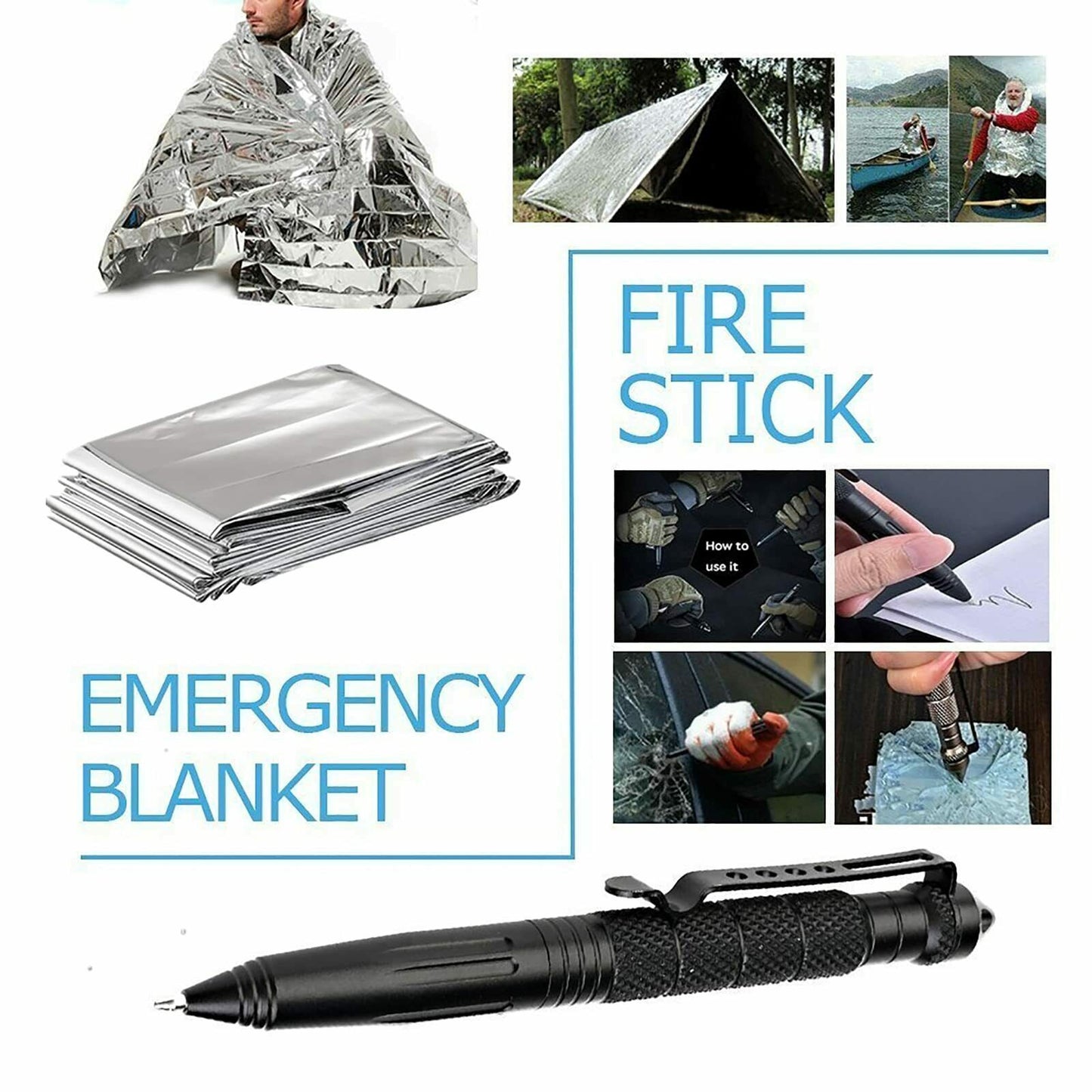 14-In-1 Outdoor Emergency Survival Kit Camping Hiking Tactical Gear Case Set Box - iztia