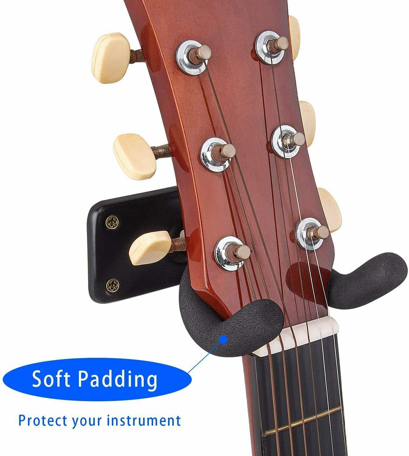 2 PCS Guitar Hangers Wall Mount Arm Instrument Display Holder Padded Hook Rack - iztia