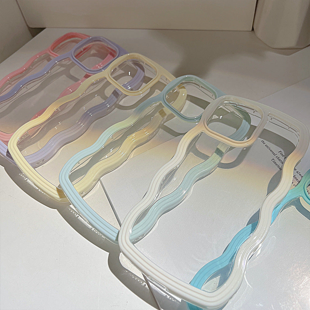 Wave Border Mobile Phone Case Solid Color Simple Candy Color - iztia