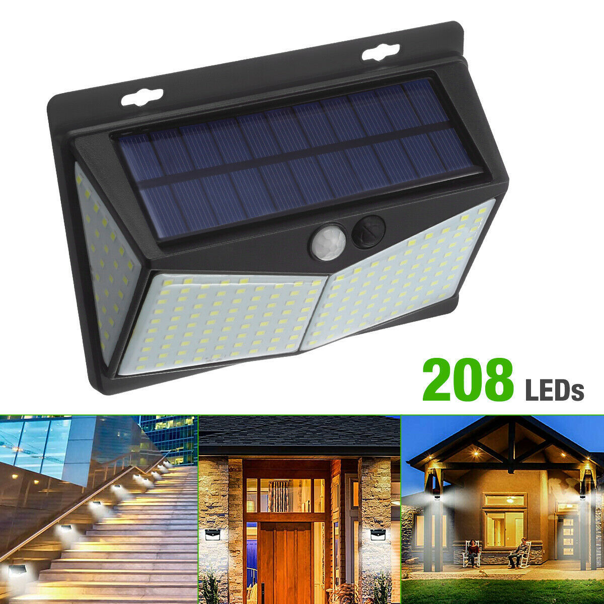 Iztia® Solar Outdoor Lights - 3000LM, 188 LED Motion Sensor, 4-Head IP65 Waterproof Security Flood Lights, 270° Wide Angle Wall Lights for Backyard and Yard - iztia