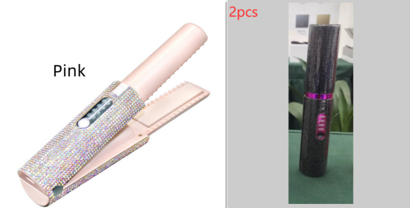 2-In-1 Electric USB Hair Straightening Brush Straightener Brush Multifunctional Comb Straightening Styler Hair Curler - iztia