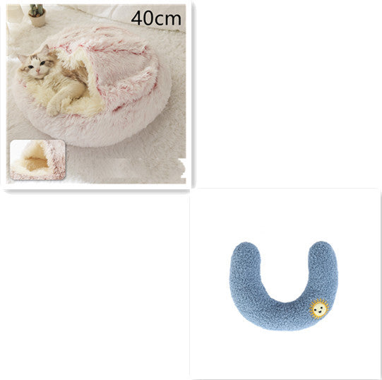2 In 1 Dog And Cat Bed Pet Winter Bed Round Plush Warm Bed House Soft Long Plush Pets Bed - iztia