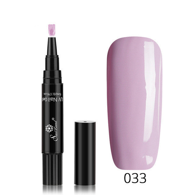 3 In 1 Gel Nail Varnish Pen Glitter One Step Nail Art Gel Polish Hybrid - iztia
