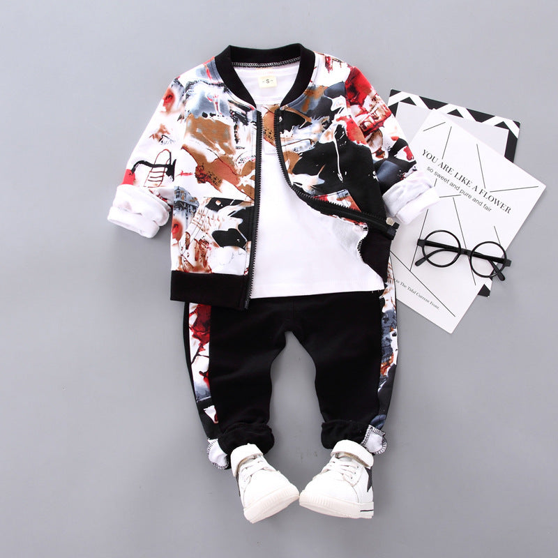 Boys Handsome Autumn And Winter Clothes Three-Piece Kid Clothes - iztia