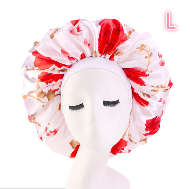 Beauty print Satin silk Bonnet sleep night cap - iztia