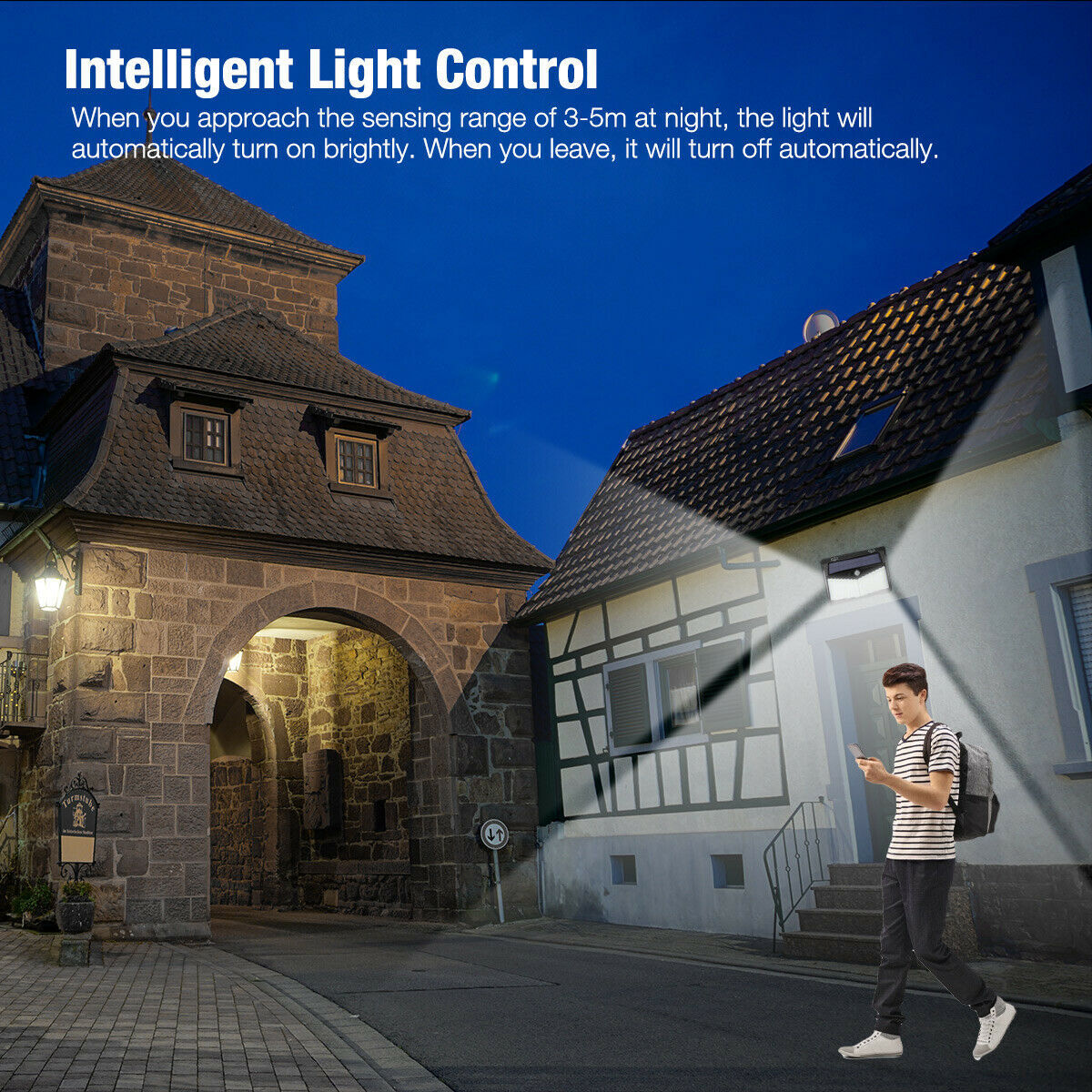 Iztia® Solar Outdoor Lights - 3000LM, 188 LED Motion Sensor, 4-Head IP65 Waterproof Security Flood Lights, 270° Wide Angle Wall Lights for Backyard and Yard - iztia