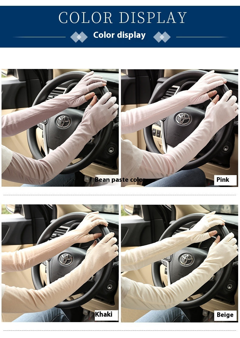 Driving Sun Protection Gloves Women's Thin Cotton Oversleeves - iztia