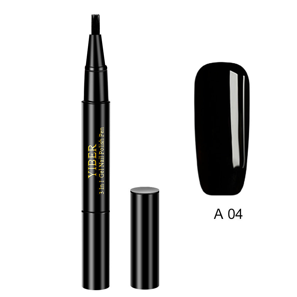 3 In 1 Gel Nail Varnish Pen Glitter One Step Nail Art Gel Polish Hybrid - iztia