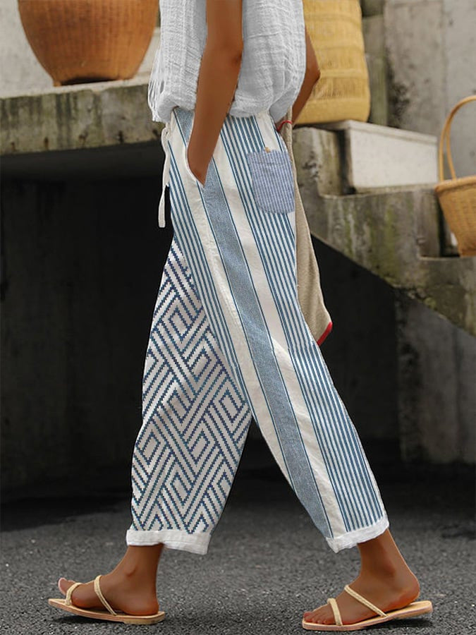 Linglong Linen Drawstring Trousers Temperament Leisure - iztia