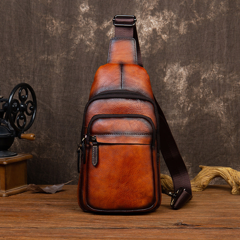 Retro Men's Top Layer Cowhide Messenger Bag - iztia