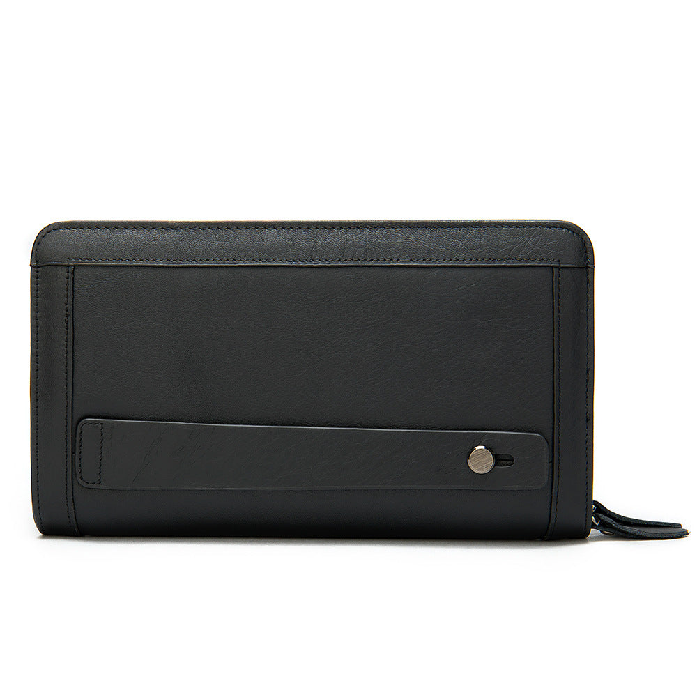 First Layer Cowhide Clutch Double Layer Zipper Wallet - iztia