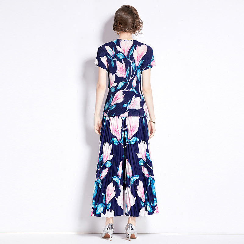 Drooping Wide-leg Pants Pleated Temperament Twinset - iztia