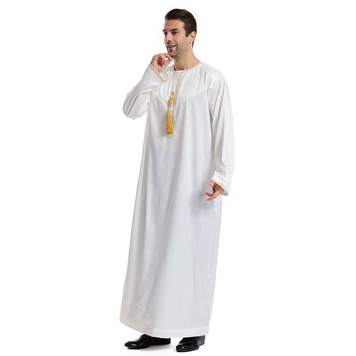 Ethnic Stitching Contrast Color Men's Robe - iztia