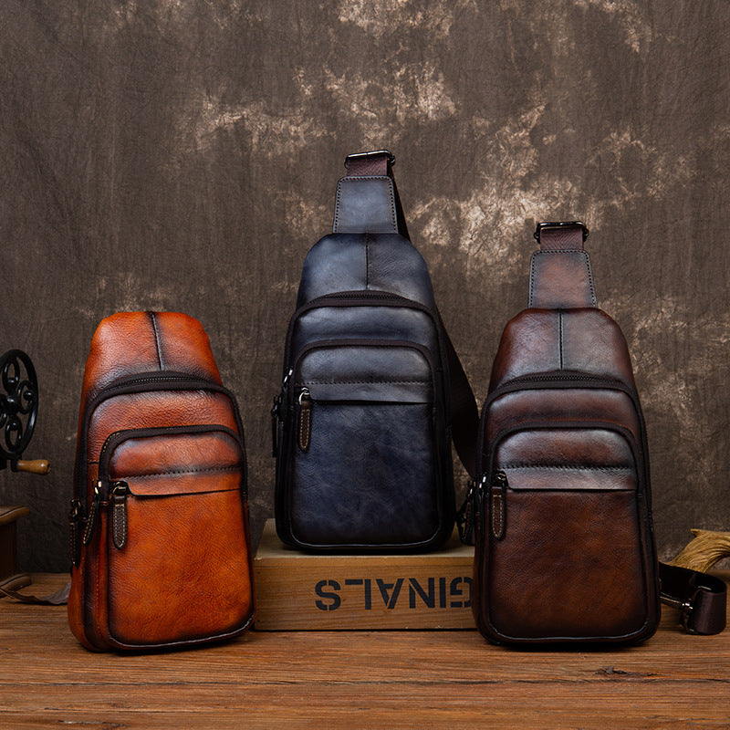 Retro Men's Top Layer Cowhide Messenger Bag - iztia