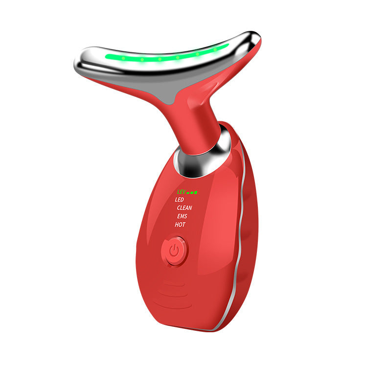 Neck Face Beauty Device Colorful LED Photon Therapy Skin Tighten Reduce Double Chin Anti Wrinkle Remove Lifting Massager - iztia