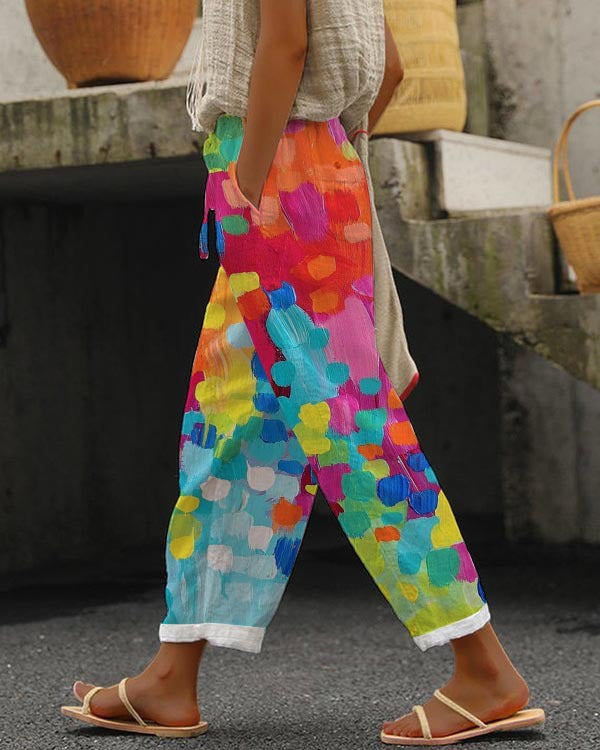 Linglong Linen Drawstring Trousers Temperament Leisure - iztia